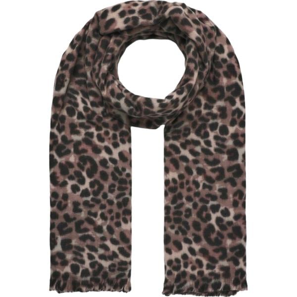 Sciarpa da donna in marrone scuro animalier con frange Terranova