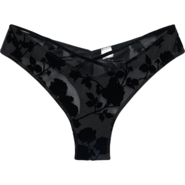 Culotte da donna in nero pece con stampe con pizzo in poliestere Terranova