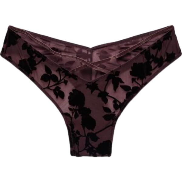 Culotte da donna in marrone scuro con stampe con pizzo in poliestere Terranova