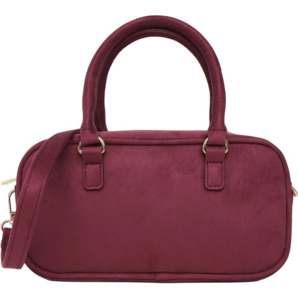 Borsa a tracolla da donna in bordeaux effetto scamosciato con zip Terranova