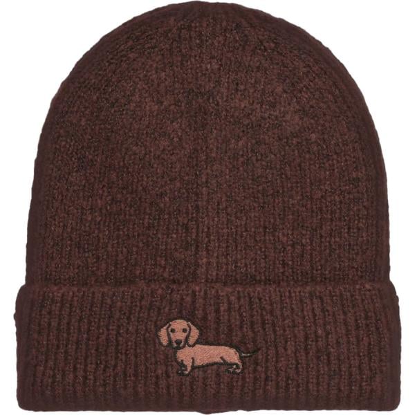 Beanie da donna in marrone scuro con stampe lavorato a maglia Terranova