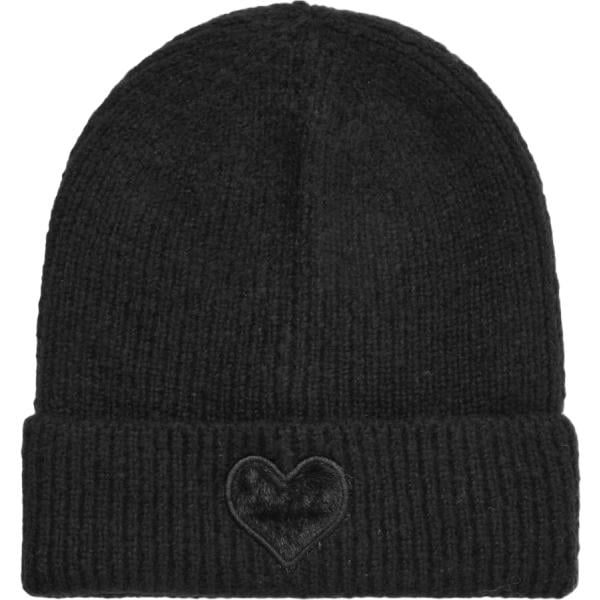 Beanie da donna in nero pece con stampe lavorato a maglia Terranova