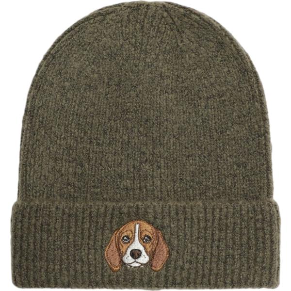 Beanie da donna in verde oliva con stampe lavorato a maglia Terranova