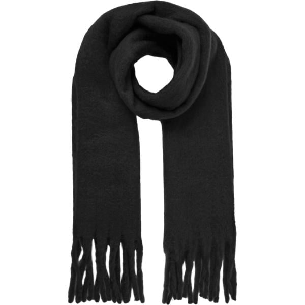 Sciarpa da donna in nero pece con frange maxi Terranova