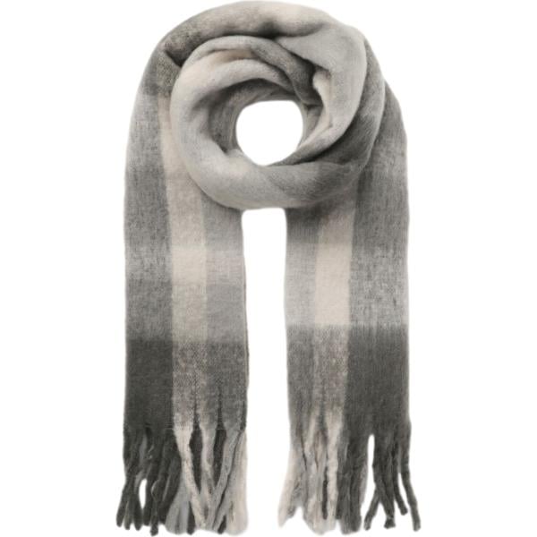 Sciarpa da donna in grigio scuro a quadri con frange maxi Terranova