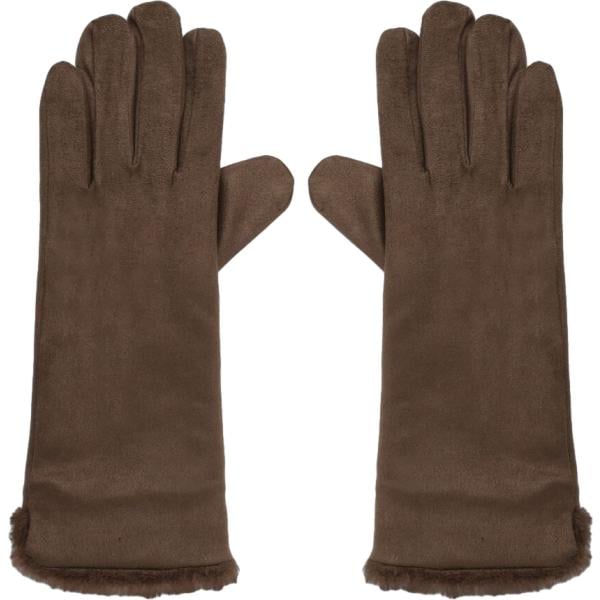Guanti da donna in marrone scuro lungo in poliestere Terranova