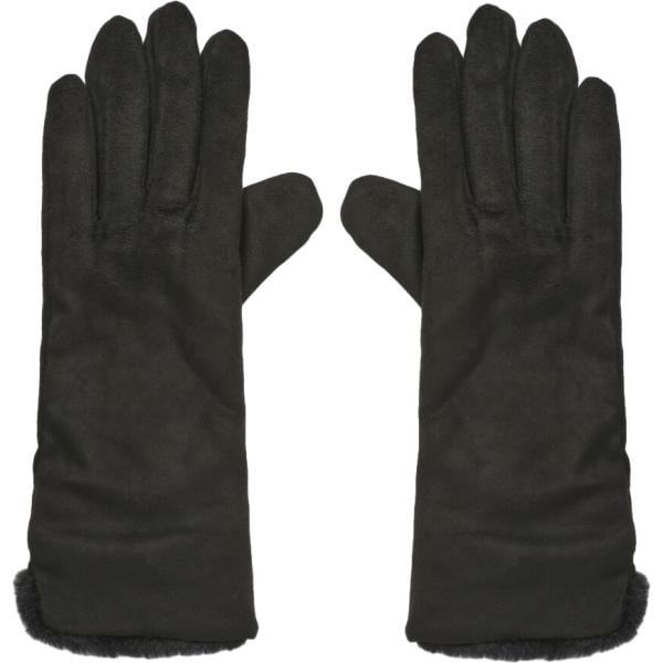 Guanti da donna in nero pece lungo in poliestere Terranova