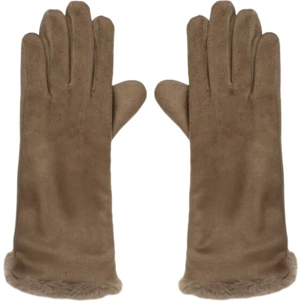 Guanti da donna in marrone chiaro lungo in poliestere Terranova