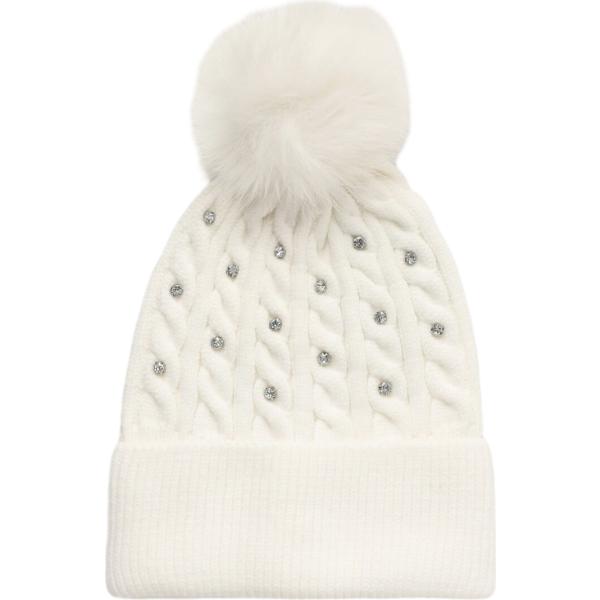 Beanie da donna in bianco avorio con strass completo in viscosa Terranova Terranova