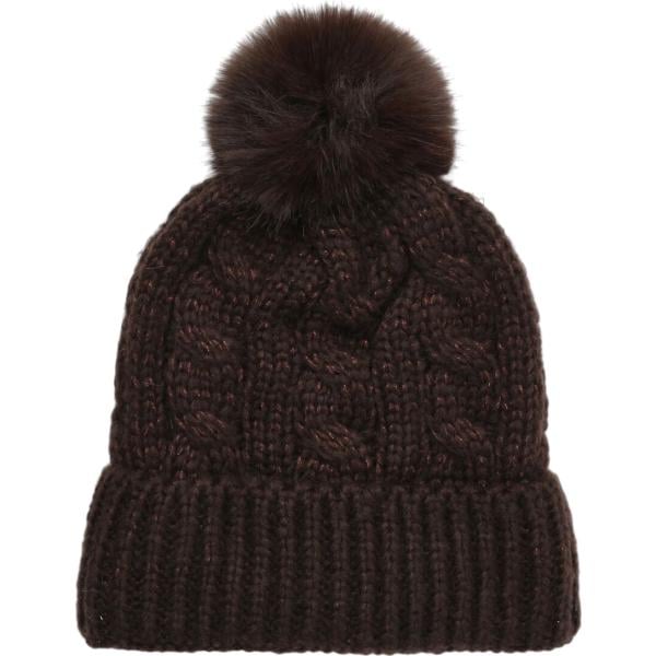 Beanie da donna in marrone scuro lavorato a maglia in poliestere Terranova