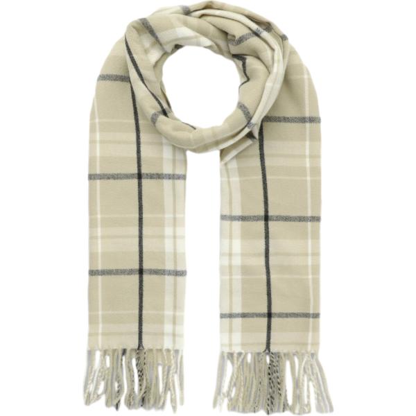 Sciarpa da uomo in beige sabbia a quadri con frange Terranova