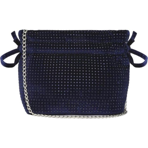 Borsa a tracolla da donna in blu scuro con strass con coulisse in poliestere Terranova