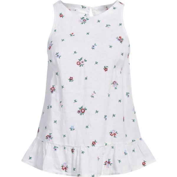 top 120% Lino blanco de flores