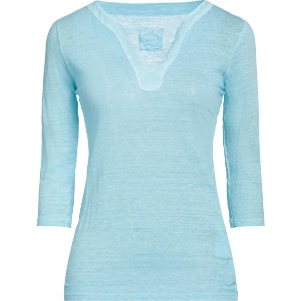 camiseta 120% Lino azul un solo color