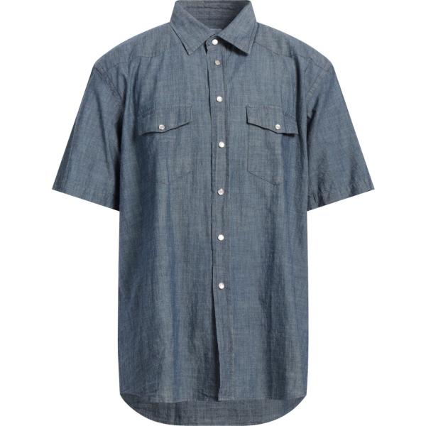 camisas de manga corta Universal Works azul un solo color