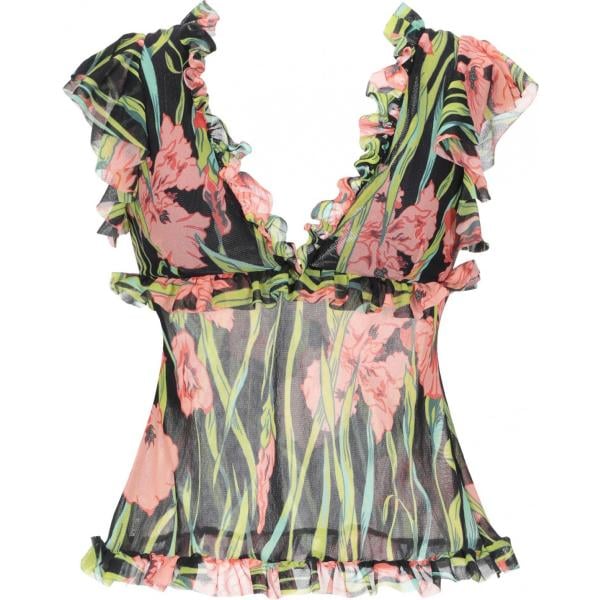 Top fantasia floreale Pinko negro de flores