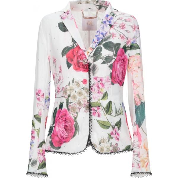 Giacca con strass fantasia floreale Vdp Collection blanco de flores