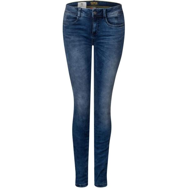 vaqueros slim fit Street One azul de rayas
