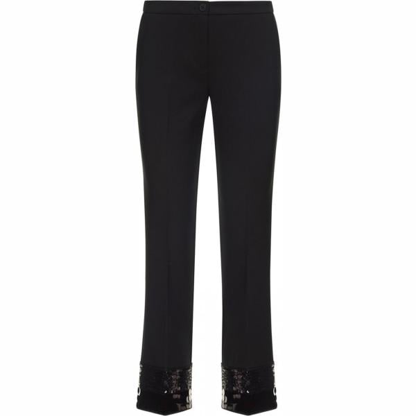 Pantalone forma svasata maxi con paillettes e cinturino made italy nero Sfizio