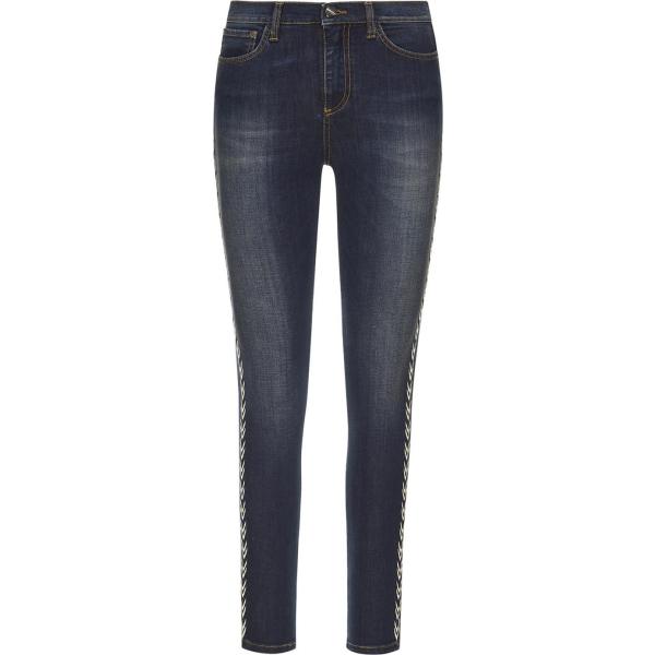 Cintura a sigaretta con ricamo e cinturino in denim bianco Sfizio