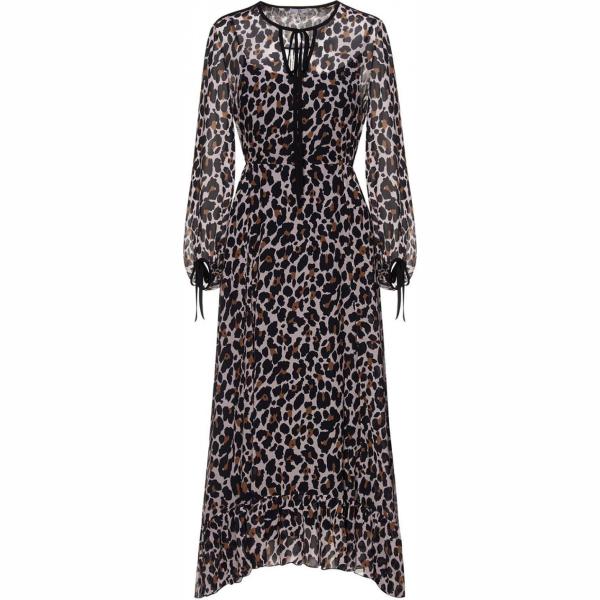 Vestito lungo con fiocco e stampa con ruches rosa Sfizio