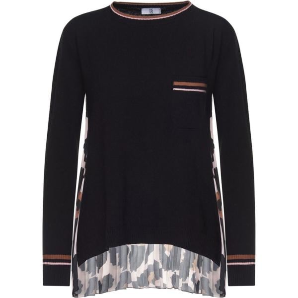 Maglia spacchetti laterali animalier plissè girocollo made italy fatto a mano rosa Sfizio