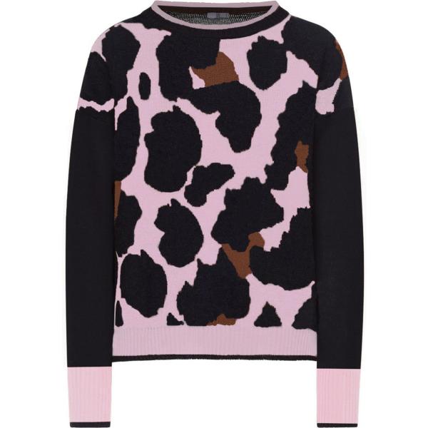 Maglia con spacco animalier girocollo in mohair made italy aderente rosa e nero Sfizio