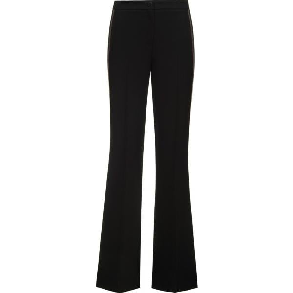 Pantalone a zampa contrasto con cinturino nero Sfizio