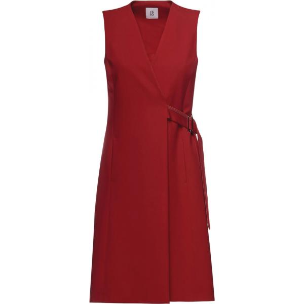 Gilet al ginocchio con cintura contrasto con fibbia rosso Sfizio
