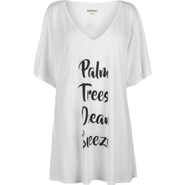 t-shirt Golddigga bianco