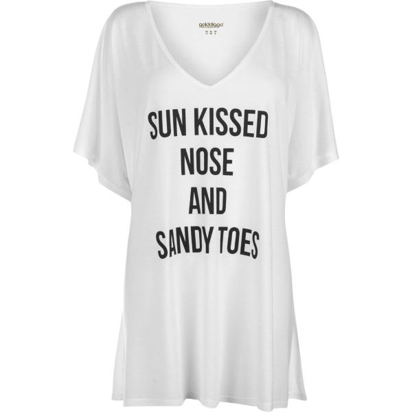 t-shirt Golddigga bianco
