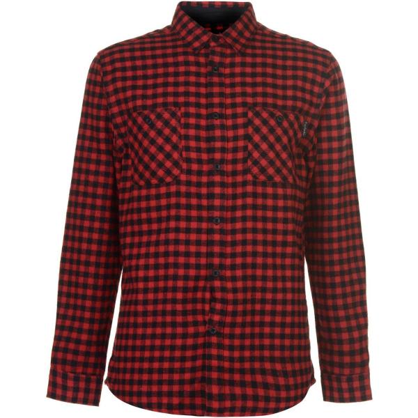 Camicia a maniche lunghe in flanella con bottoni Pierre Cardin rosso