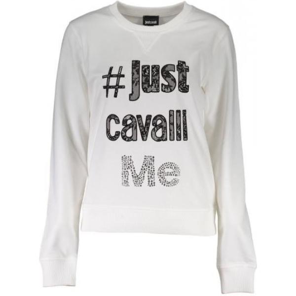 Felpa girocollo a maniche lunghe con zip bianco Just Cavalli bianco