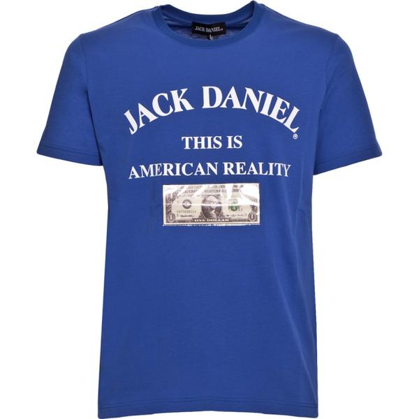 t-shirt Jack Daniel blu con stampe