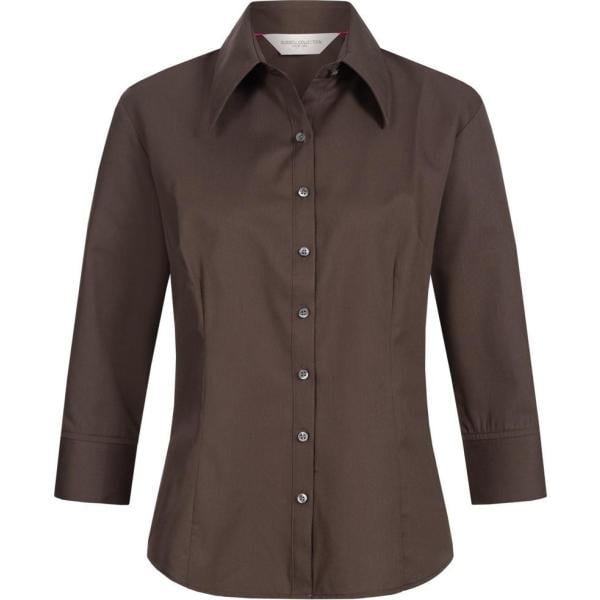 Camicia a maniche lunghe in cotone con bottoni Russell marrone