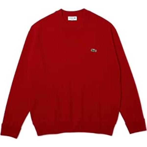 Gros pull homme rouge classique avec d collet Lacoste Bantoa