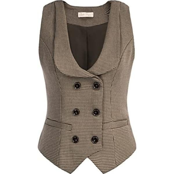 gilets sans manche Belle Poque marron géométrique