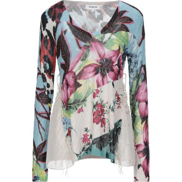 pulls Desigual bleu à fleurs