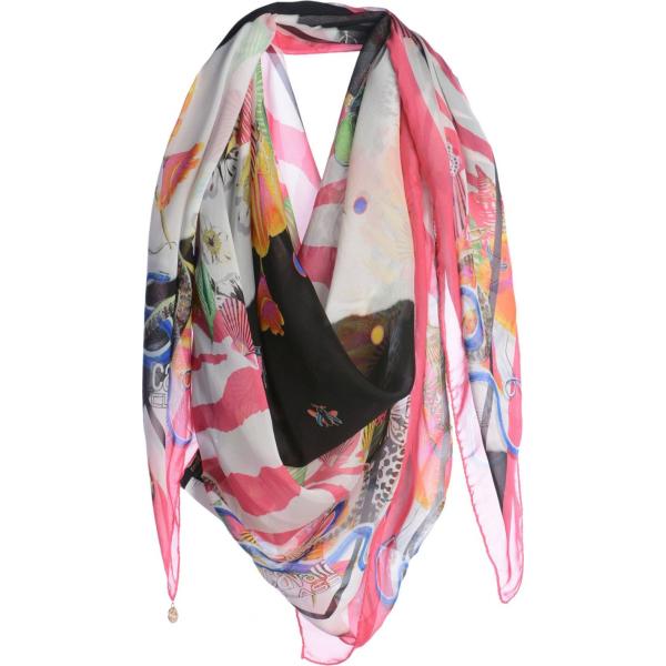 Foulards et écharpes Cavalli Class violet à fleurs