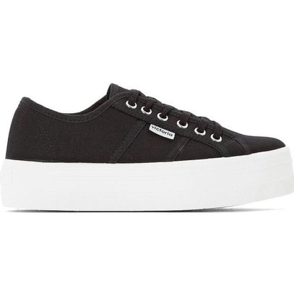 Sneakers altas mujer negro plataforma con lazos Victoria Bantoa