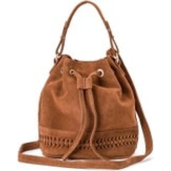 Bolso saco mujer marr n con cremallera piel La Redoute Collections