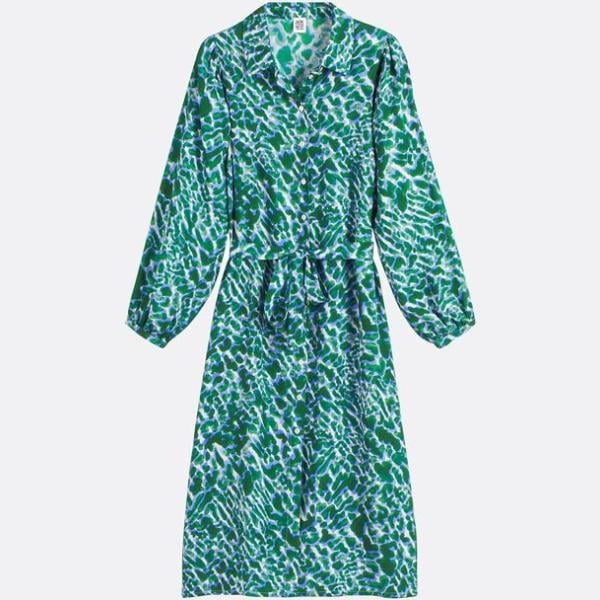 vestidos camiseros La Redoute Collections verde con diseños