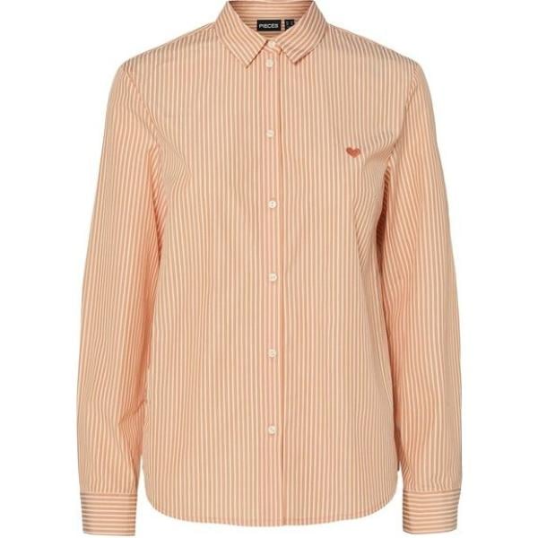camisas Pieces marrón de rayas