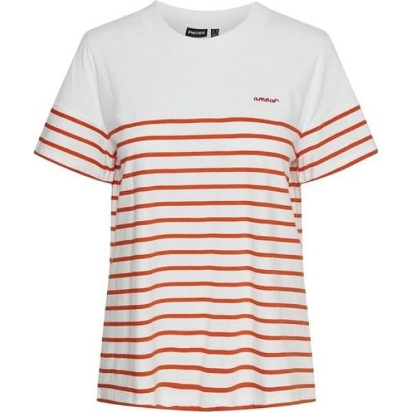 camiseta Pieces blanco de rayas