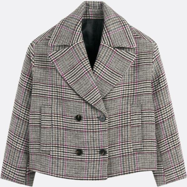 abrigos La Redoute Collections gris de cuadros