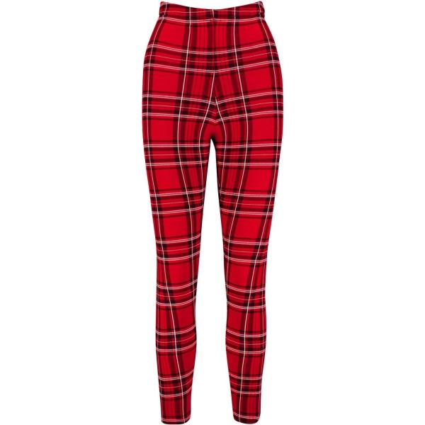 Leggings Boohoo rojo de cuadros