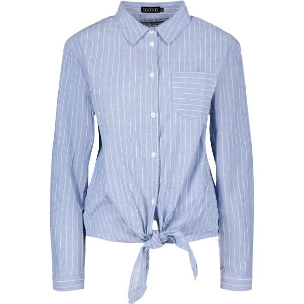 camisa Boohoo azul de rayas