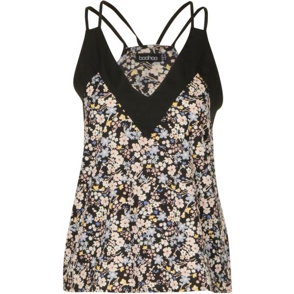 Top pastello Boohoo negro con diseños
