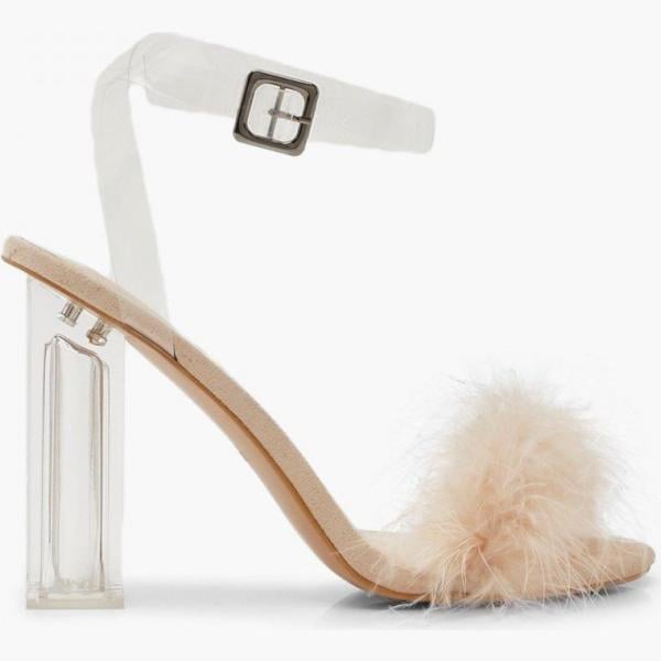 Sliders con tacco beige Boohoo