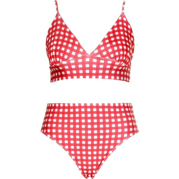 bikini Boohoo rojo de cuadros